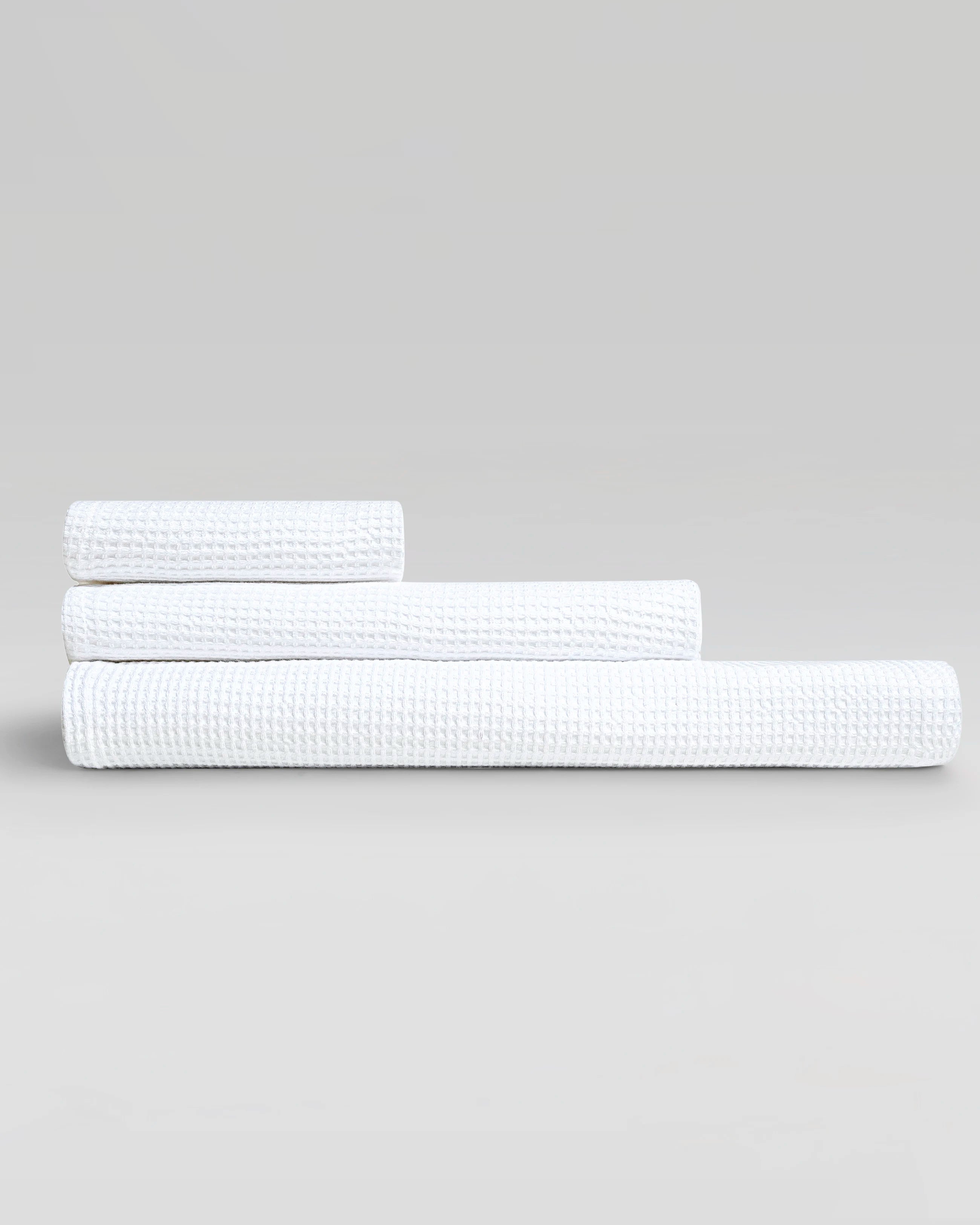 Sorrento waffle 3 pce set Bianco white