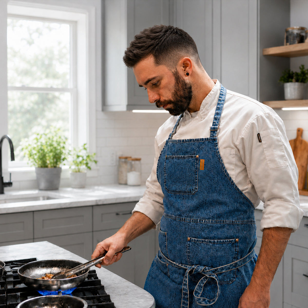 Amari Denim Apron - Midnight Blue