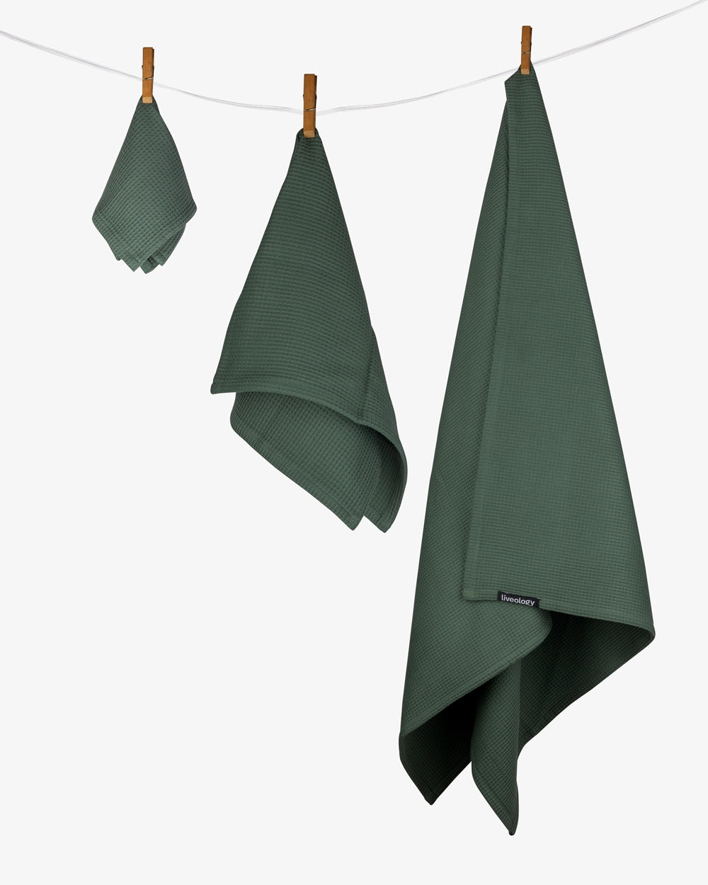 Sorrento waffle 3 pce set Forest Green